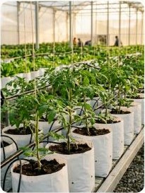 Greenhouse cultivation using coir grow bags
